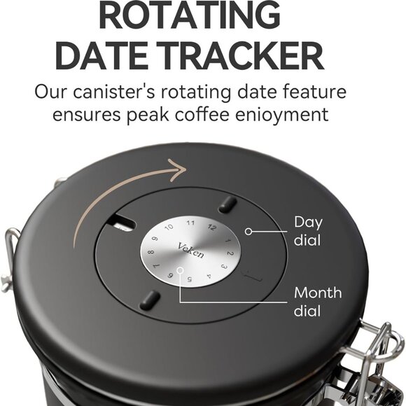 Veken Coffee Canister with Window, Airtight Stainless Steel  16OZ, Black - Picture 4 of 6